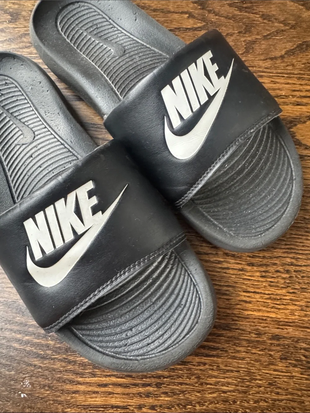 Nike Victori One Black White Logo Slide Sandals Size 6